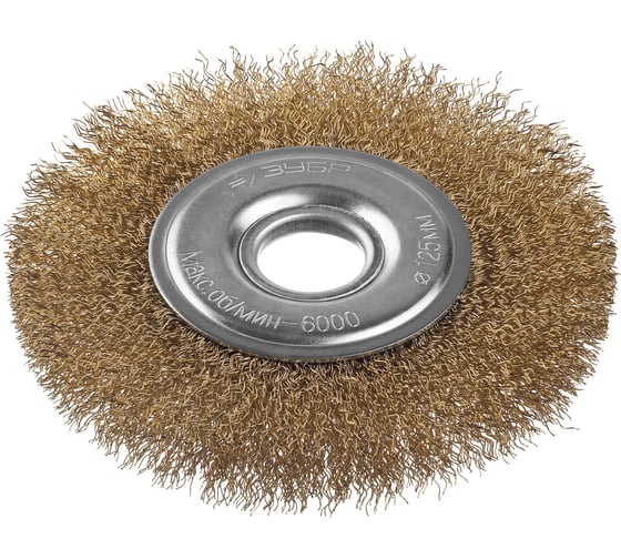 Изображение товара Щетка дисковая (125х22 мм; витая стальная латунированная проволока 0.3 мм) ЗУБР 35187-125_z01