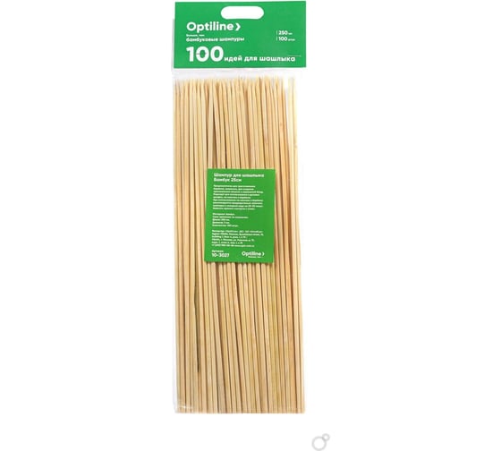 Изображение товара Шампуры для шашлыка Optiline бамбук, 25 см, 100 шт в упаковке 10-3027