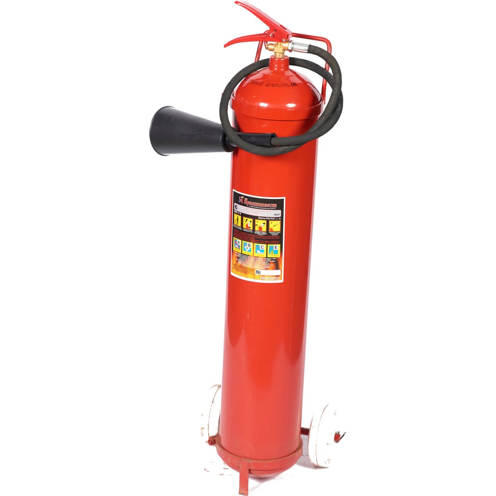 Изображение товара Углекислотный огнетушитель Ярпожинвест ОУ-10 13.4л передвижной для дома и офиса