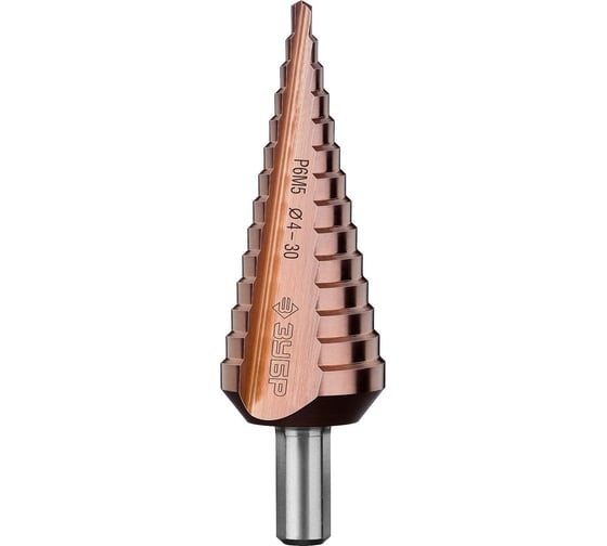 Изображение товара Ступенчатое сверло по металлу ЗУБР Кобальт 4-30 мм, 14 ступеней, сталь Р6М5+Со 29672-4-30-14_z01