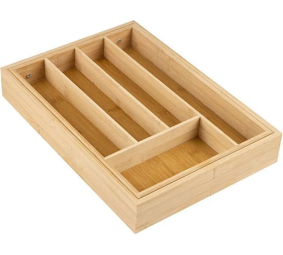 Изображение товара Раздвижной лоток для столовых приборов Mallony bamboo 36x26(38)х5/5 см 105123