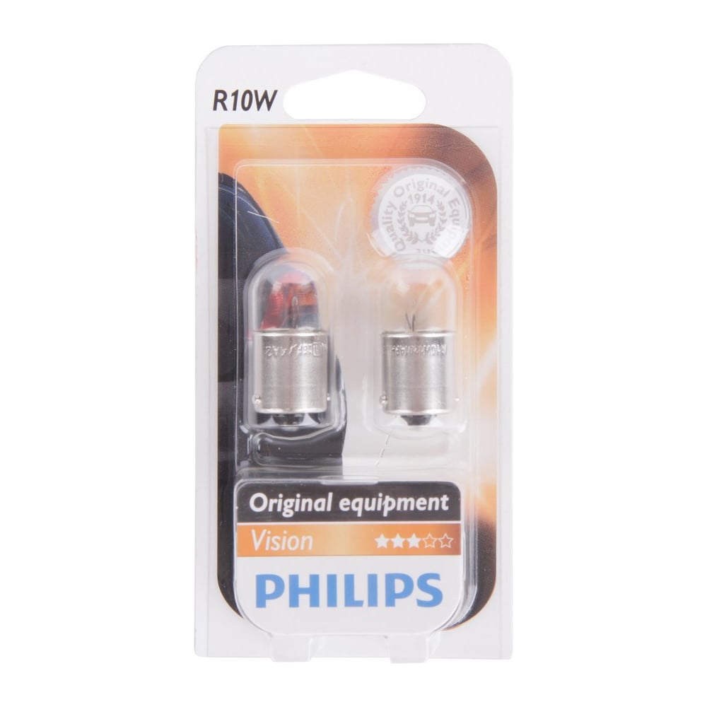 фото Автолампа, блистер, 2 шт. philips r10w ba15s, 12v ,1,10 12814b2