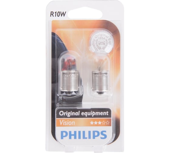 Изображение товара Автолампа PHILIPS R10W BA15s, 2шт 12V ,1,10 12814B2