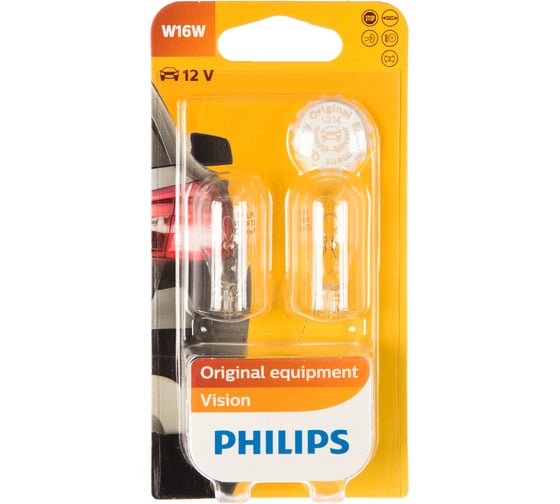 Изображение товара Автолампа PHILIPS W16W W2.1 9.5d, 2шт 12V ,1,10 12067B2
