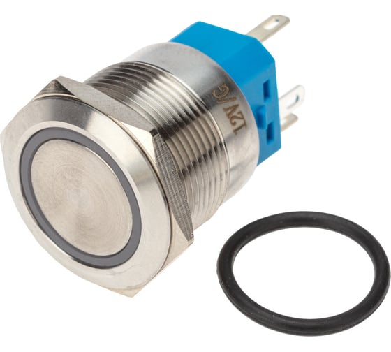 Изображение товара Антивандальная кнопка REXANT d 22, 12В(LED), без фиксации, (5с), OFF-(ON)/ON-(OFF), подсветка зеленая, 10 шт. 36-3513