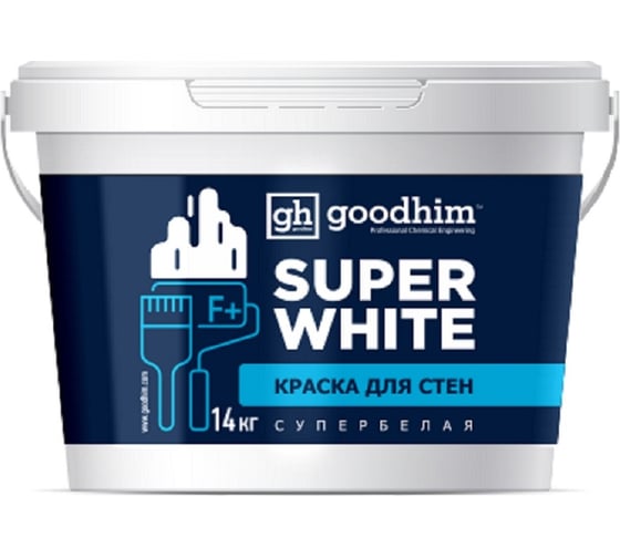 Изображение товара Краска для стен, F+ стандарт, супербелая - 14кг, готовый раствор Goodhim 89212