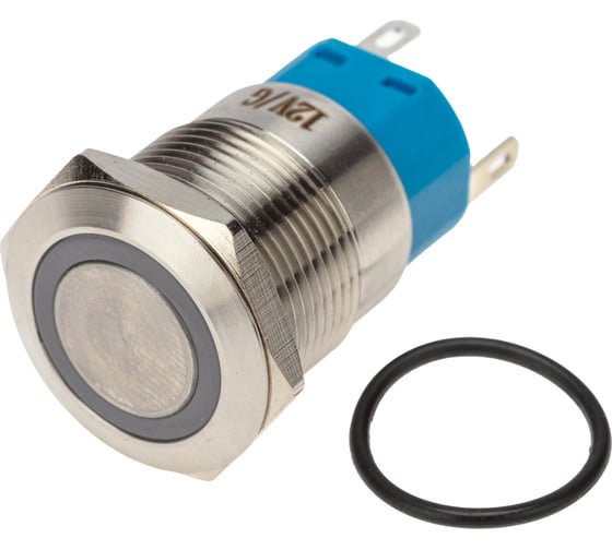 Изображение товара Антивандальная кнопка REXANT d19, 12В(LED), с фиксацией (5с), OFF-ON/ON-OFF, подсв/зеленая, 10 шт. 36-3423