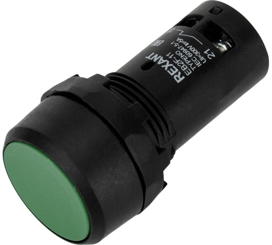 Изображение товара Кнопка REXANT eb22 возвратная зеленая no+nc 300 В, (10 шт) 36-5531