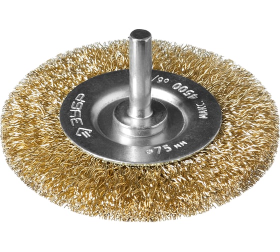 Изображение товара Щетка дисковая (75 мм; 0.3 мм; витая латунированная стальная проволока) для дрели ЗУБР 3520-075_z02