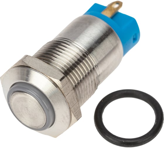 Изображение товара Антивандальная кнопка REXANT d12, 36В(LED), без фиксации (4с), OFF-(ON), синяя (A-12-C2), 10 шт. 36-3211