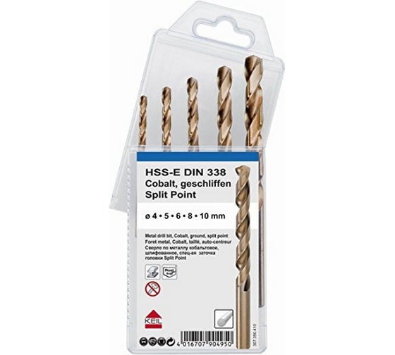 Изображение товара Наборы сверл по металлу кобальтовое, 4,0-10,0 мм, 5 шт., мягк.упак. KEIL 307350410