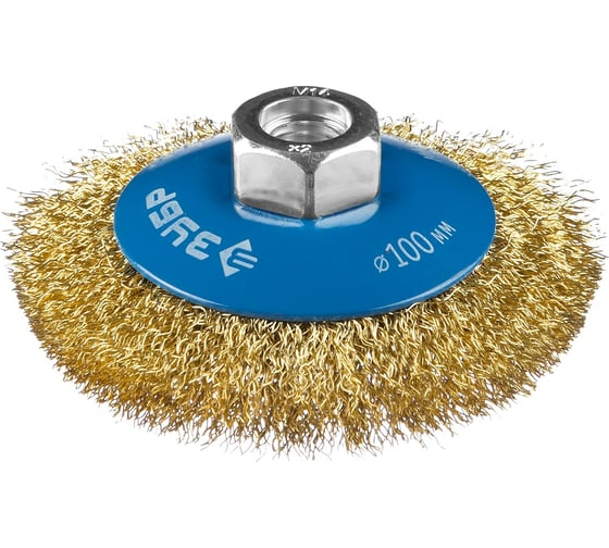 Изображение товара Щетка коническая (100 мм; М14; витая латунированная стальная проволока 0.3 мм) для УШМ 35267-100_z02