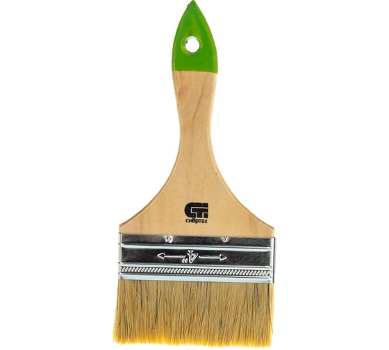 Изображение товара Плоская кисть, 100 мм натуральная щетина, деревянная ручка СИБРТЕХ 82266