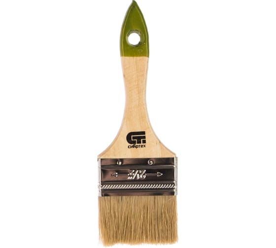 Изображение товара Плоская кисть, 63 мм натуральная щетина, деревянная ручка СИБРТЕХ 82264