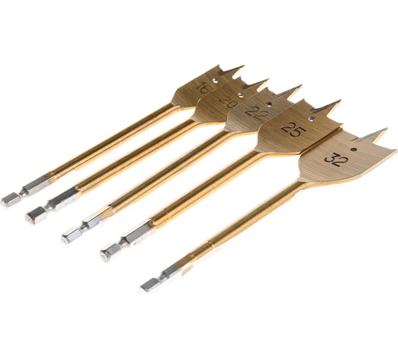 Изображение товара Набор сверл перовых по дереву (5 шт; 16-20-22-25-32 мм) MATRIX 70443