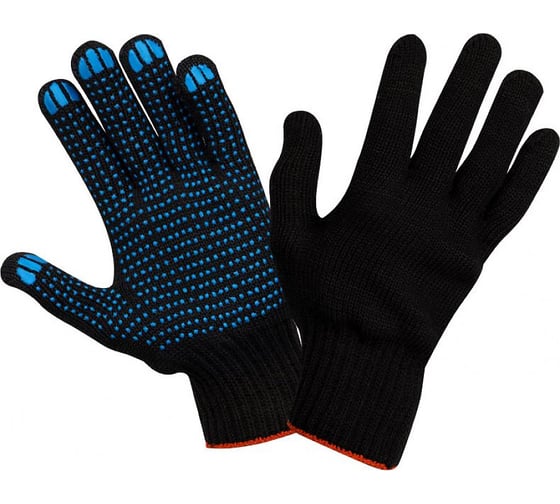 Изображение товара Хлопчатобумажные перчатки Pegas pneumatic 4 нити с ПВХ волокном, черные, 300 штук 120613-1