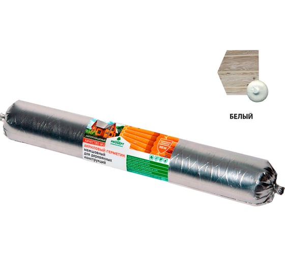 Изображение товара Акриловый герметик для швов в деревянных домах, конструкциях, изделиях PROSEPT цвет белый, 0.6 л 0024-06б