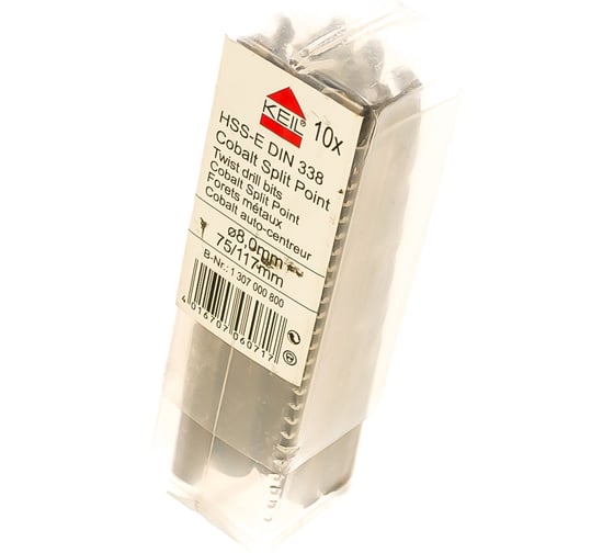 Изображение товара Сверло по металлу 10 шт. HSS-E DIN338, Splint point 8,0х117х75 мм KEIL 307000800