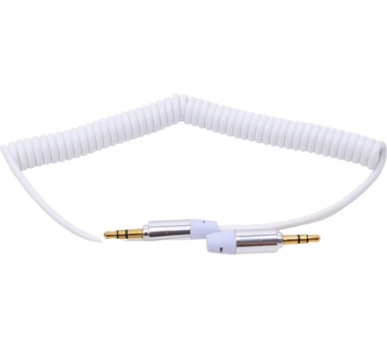 Изображение товара Аудио кабель AUX REXANT 3.5 мм шнур спираль 1м белый 18-4014