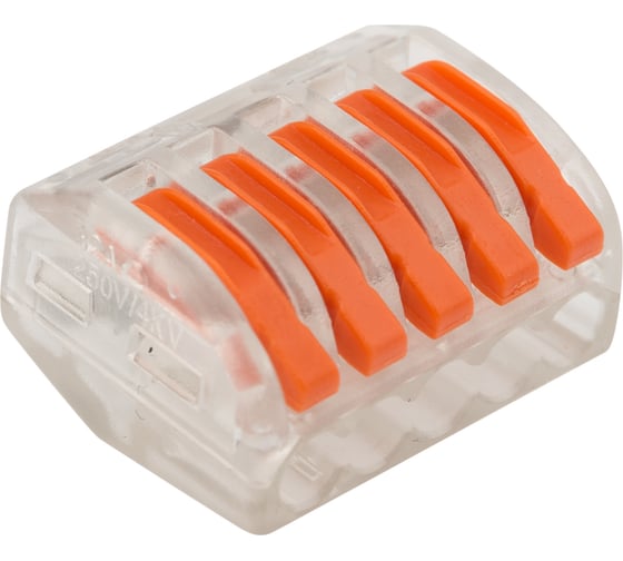 Изображение товара Универсальная клемма REXANT СМК 222-415, 5-проводная, прозрачная, 0,08-2,5/4 мм2, 40 шт. 07-5255-1