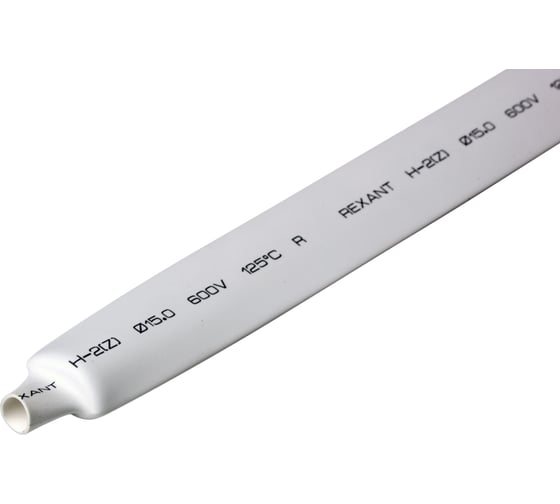 Изображение товара Термоусаживаемая трубка REXANT ТУТ нг 15.0/7.5 мм, 50 шт. по 1м, белая 21-5001