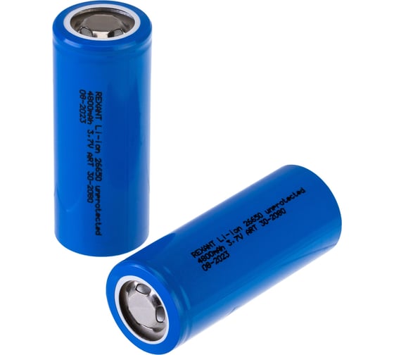 Изображение товара Аккумулятор Li-ion Rexant 26650, 3,7В, 4800мАч, без платы защиты, плоский контакт, 10 шт. 30-2080