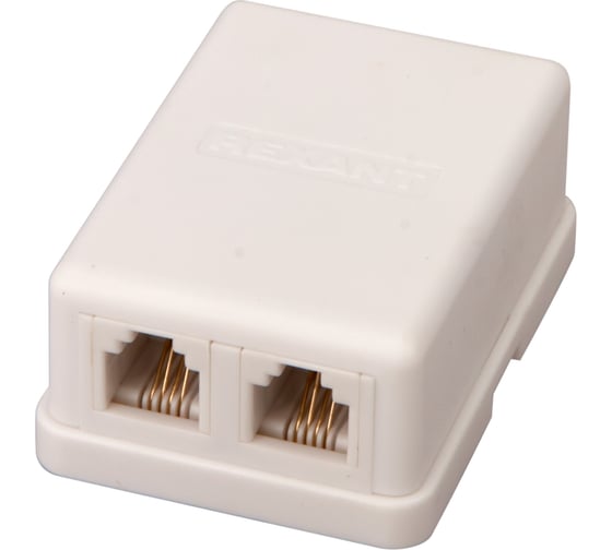 Изображение товара Телефонная розетка Rexant 2 порта UTP, RJ-14 (6P4C), CAT 3, внешняя 03-0002
