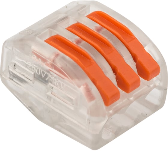 Изображение товара Универсальная клемма REXANT СМК 222-413, 3-проводная, прозрачная, 0,08-2,5/4 мм2, 50 шт. 07-5253-1