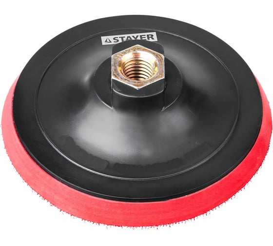Изображение товара Тарелка опорная пластиковая с мягкой вставкой (на липучке, 125 мм, М14) STAYER 35744-125