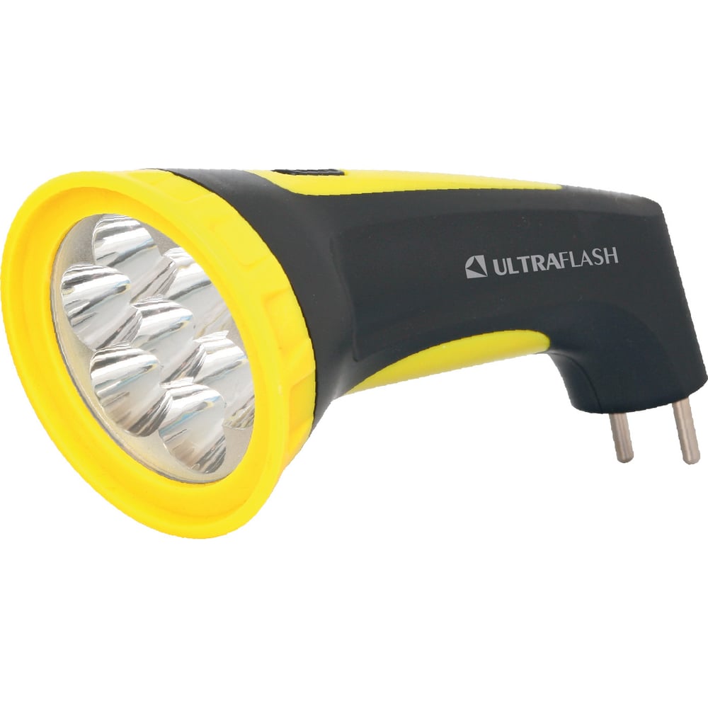 фото Аккумулятор фонарь ultraflash led3807m 220в, черный/желтый, 7 led, 2 режима, sla, пластик, коробка 12868
