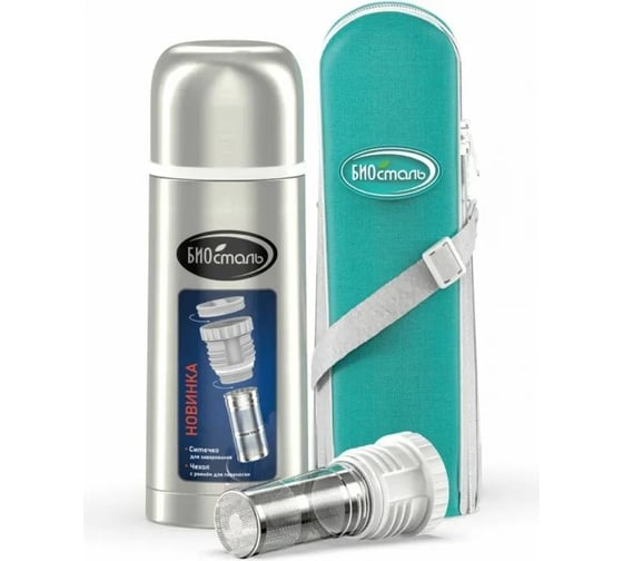 Изображение товара Термос Biostal 0.35 л, с ситечком и чехлом, стальной NB-350BZ