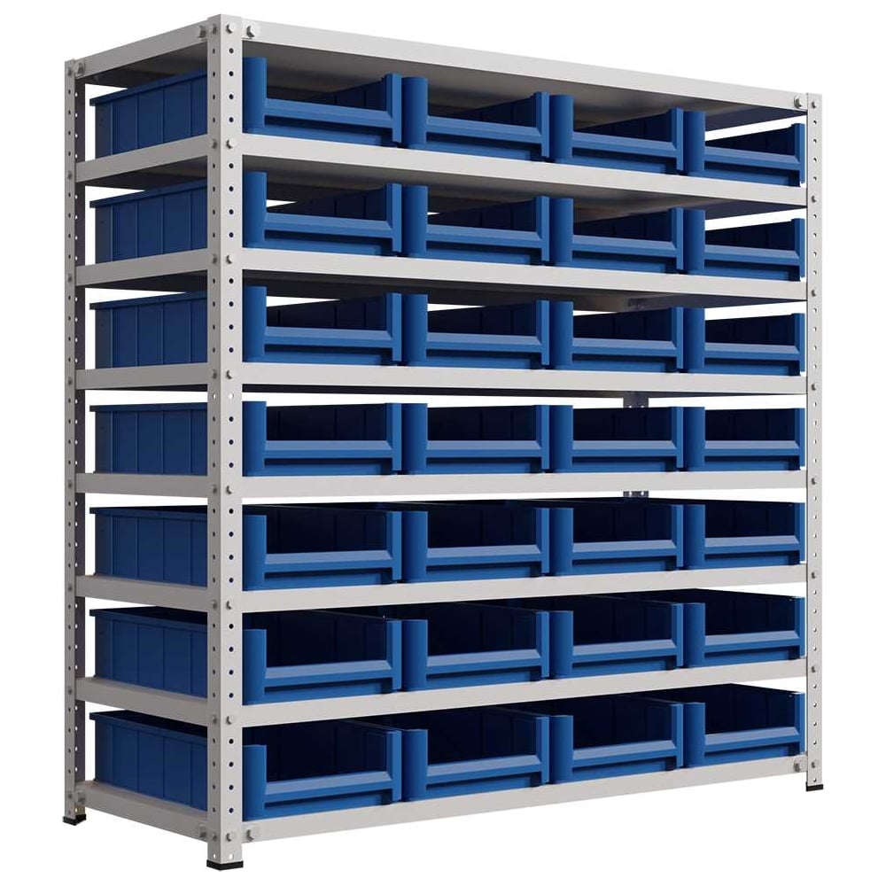 Изображение товара Стеллаж IRONMEBEL New Optimus-Box 1000x1000x400 мм, 28 пластиковых ящиков