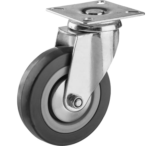 Изображение товара Колесо поворотное (100 мм; г/п 65 кг; резина/полипропилен) ЗУБР 30956-100-S