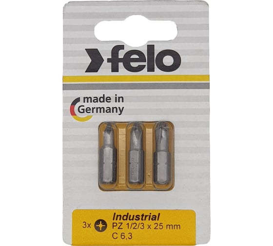 Изображение товара Бита крестовая PZ 1/PZ 2/PZ 3X25, 3 шт. в блистере Felo 02193216