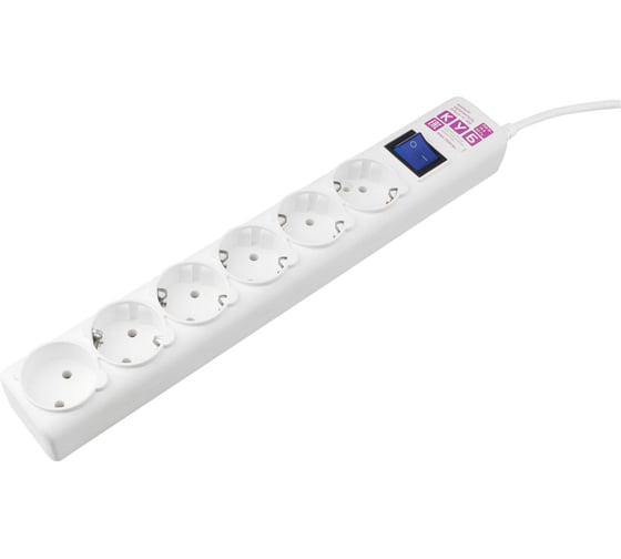 Изображение товара Фильтр-удлинитель Power Cube PC 5м 6р, бел. 16А/3,5кВт SPG(5+1)-16B-5М