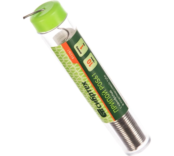 Изображение товара Припой с канифолью, D 1 мм 10 г, POS61 СИБРТЕХ 913361