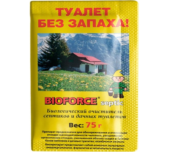 Изображение товара Бипрепарат для септиков и дачных туалетов BIOFORCE Septic 75г BD-052