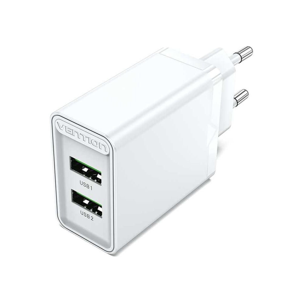 Изображение товара Сетевое зарядное устройство VENTION на 2 порта USB QC 3.0 белое для быстрой зарядки