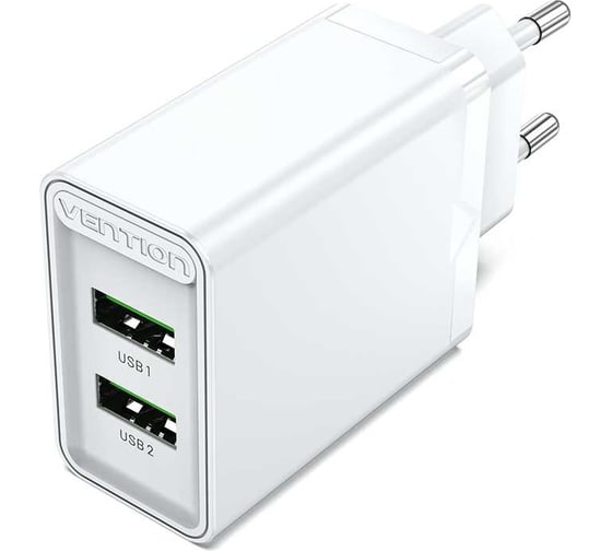 Изображение товара Сетевое зарядное устройство VENTION на 2 порта USB (A+A) QC 3.0 Белый, шт. FBAW0-EU