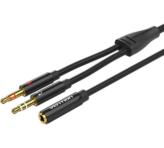 Изображение товара Переходник VENTION гибкий Jack 3.5 mm F 4 pin/Jack 3.5 mm M x 2 (OMTP-CTIA) - 0.3м, шт. BHDBY