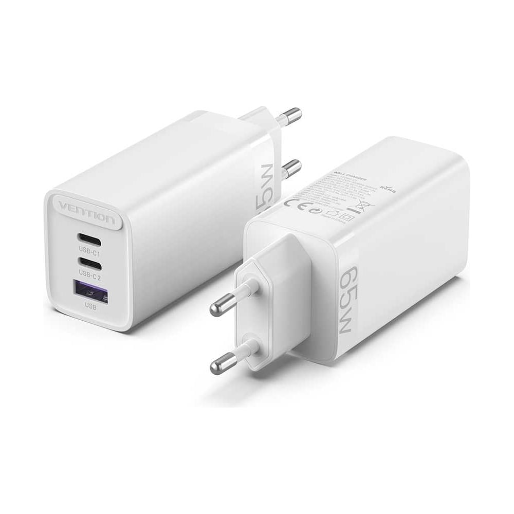 Изображение товара ВЕNTION Сетевое зарядное устройство 65W 3 порта USB-C USB Быстрая зарядка Белое FEDW0-EU