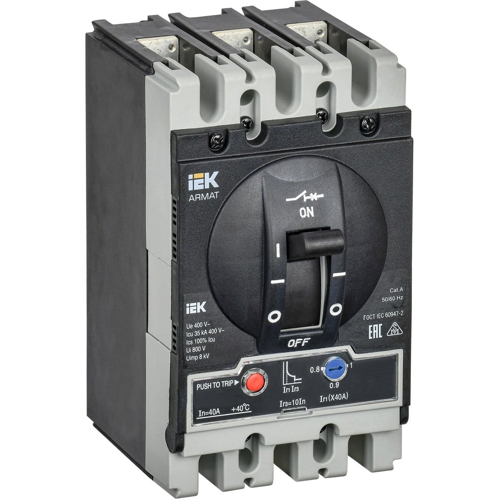 Изображение товара Автоматический выключатель IEK Armat 3-полюсный 40A с литым корпусом
