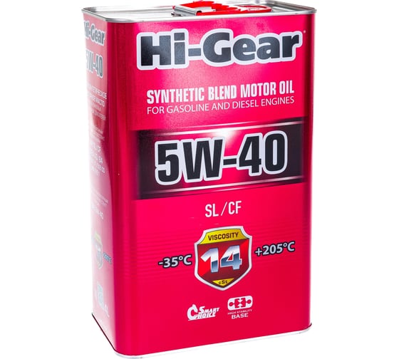 Изображение товара Масло моторное полусинтетическое 4л 5W-40 SL/CF Hi-Gear HG1144