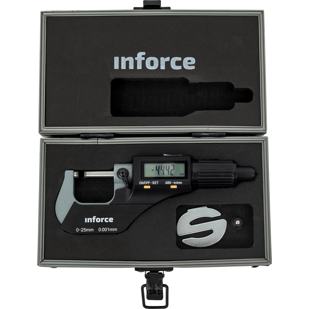 Изображение товара Цифровой микрометр Inforce 0-25мм/0-1*0.001мм/0.00005" профессиональный