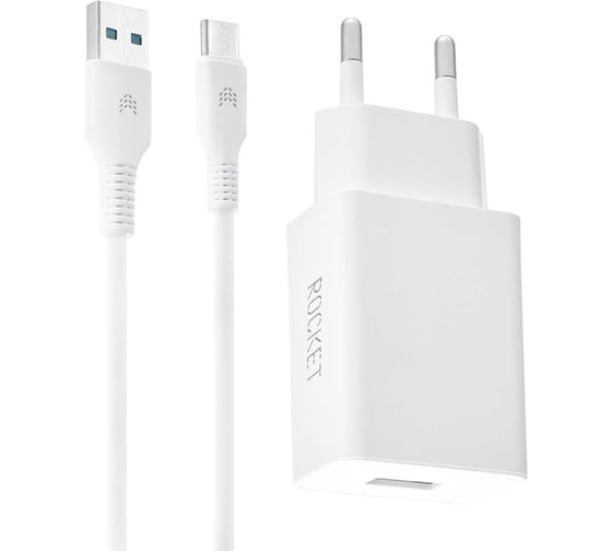 Изображение товара Сетевое зарядное устройство ROCKET Base 10,5W, USB-A и кабель USB-A,Type C RWCC503WH10AC-A