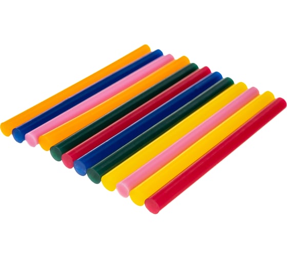 Изображение товара Клеевые стержни d=7,4 мм, L=100 мм, цветные, 12 шт. блистер Rexant 09-1020