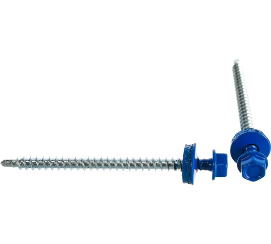 Изображение товара Саморезы для крепления кровель. матер. к дерев. обреш. Зубр цвет RAL 5005 "синий насыщ.", оцинк., 4,8x70мм, 160 штук 4-300315-48-070-5005