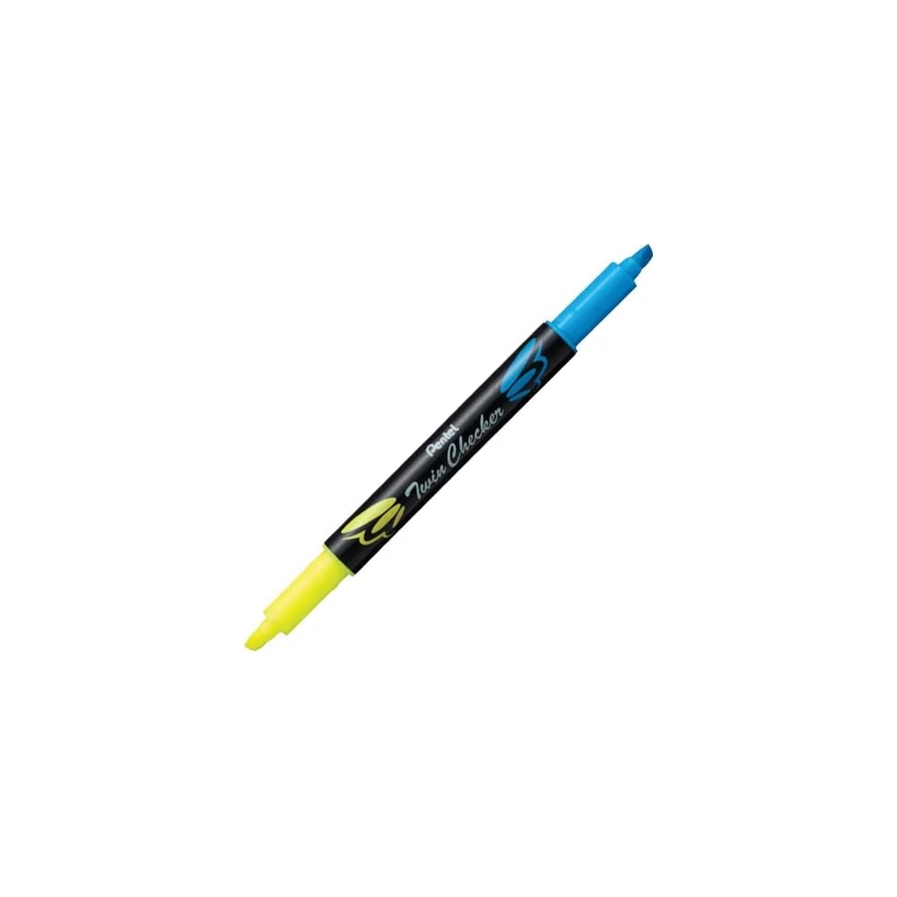 Изображение товара Двухцветные текстовыделители Pentel Twin Checker SLW8-GS 3.5 мм 12 шт желтый голубой