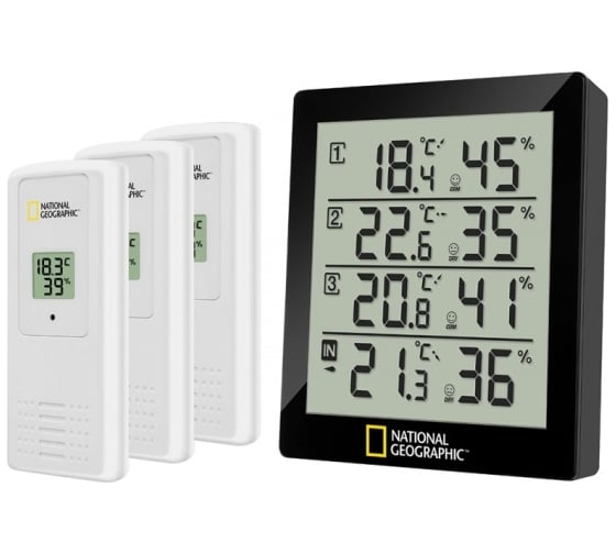 Изображение товара Термогигрометр National Geographic Bresser с тремя датчиками черный 9070200