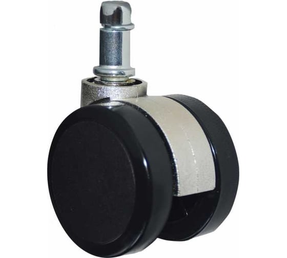 Изображение товара Мебельное колесо MFK-TORG штырь, М11, 50 мм, двойное, вставка хром, с подшипником 502526-11